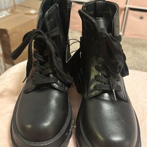 NWT Black Combat Heeled Boots